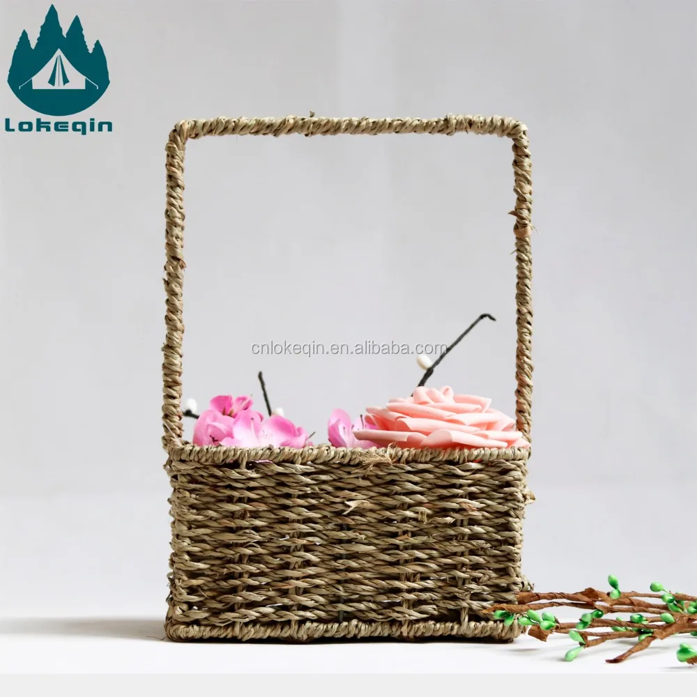 freestyle handmade flower basket seagrass basket with long