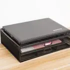 Office home school black metal mesh wire desktop organizer laptop computer monitor stand with drawer