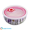 lavender butterfly design take away ceramic sealed bowl with lid
