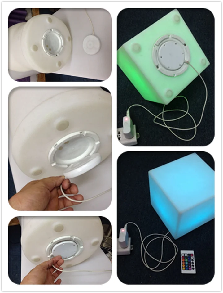 Modern design plastic lounge lighting table with remote control color changing