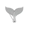 Creative design fish tail shape full zircon gemstone silver color copper mermaid brooch