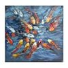 100% Handmade Modern Decoration Colorful Koi Fish Oil Painting