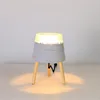 European Standard Mini Decorative Cement Table Light with Nice Resin Wooden Tripod, Ce Certified Kids Room Bedside Desk Lamps