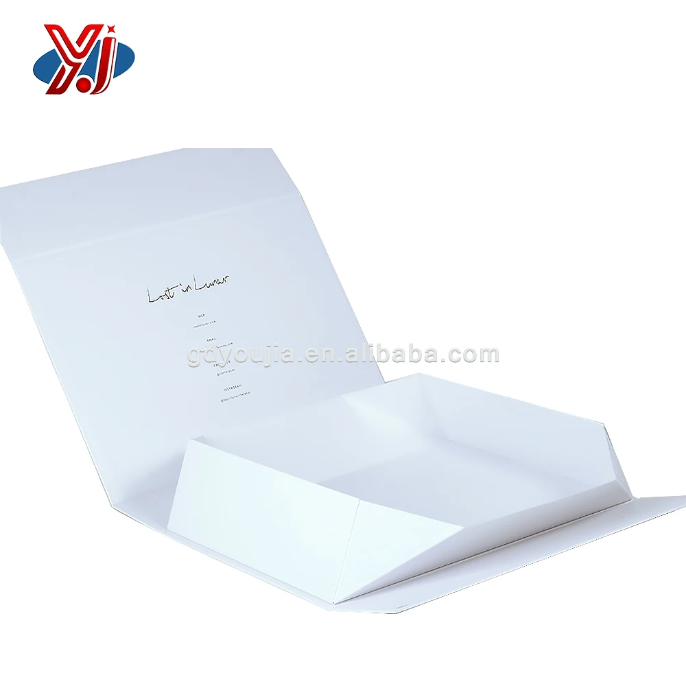 hot stamping rigid paper cardboard magnetic closure white gift