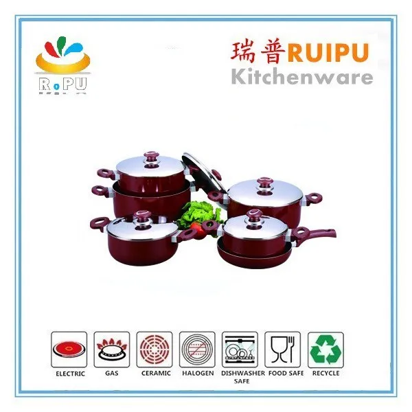 Kitchen equipment pans 2015 new arrival aluminum enamel cookware set happy baron cookware set with ceramic coating