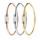 Luxury Designer Stainless Steel Magnet Clasp Crystal Charms Snake Chain Bracelet Set Woman
