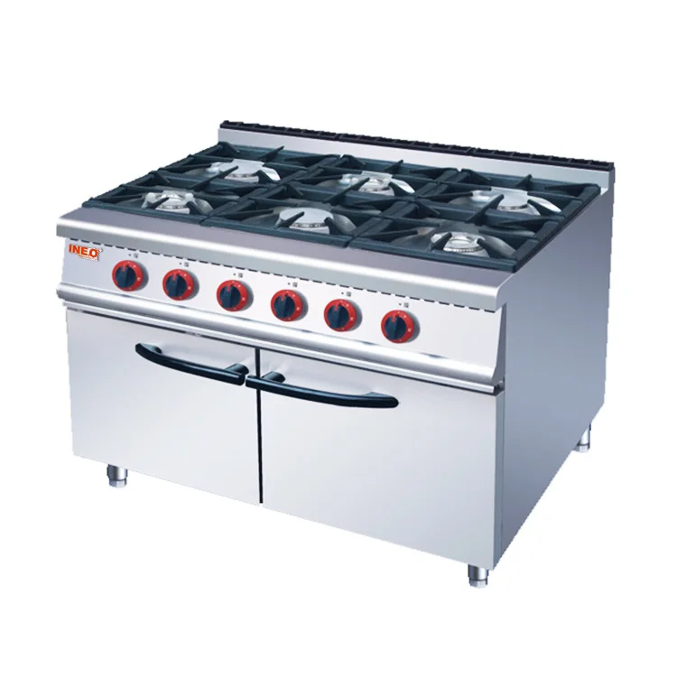 Restaurant Heavy Duty Commercial Stainless Steel Gas Stove Kitchen Appliance With Cabinet And 6 Burner