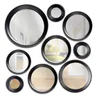 Crystal Art 9 Piece Modern Black Metal Frame Round Decorative Wall Mirror Set