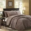 wholesale 3pcs flannel velvet luxury embroidery quilted winter plain queen king size brown bedspread bed spread set