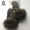 2018 Hot sale real leather long fingerless gloves with real raccoon fur