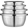 stainless steel colander kitchen strainer durable serving bowl metal container household tableware dinnerware heavy duty bowl