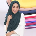 Malaysia Muslim instant jersey head scarf heavy pearl ready to wear plain chiffon hijab