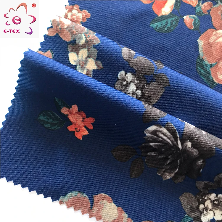 Garment Wholesale Polyester 75dx36f Dty Single Jersey Weft Knitted Paper Printed Fabric Supplier