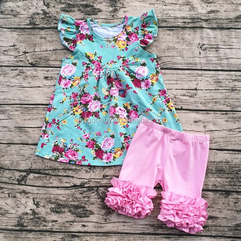 Little Girl Model Top 100 Girls Ruffle Pants Set Baby Fancy Printed