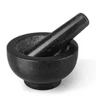 Granite Mortar and Pestle Set - Solid Marble Stone Grinder Bowl Holder