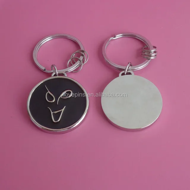 round raised emoji keychain stainless steel keyring