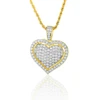 hiphop stylish jewelry crystal cz stone double heart shape hollow pendant