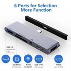 Usb Hub Raycue 6 In 1 USB C PD Charging 4K HD-MI Video Audio TF SD Carder Adapter USB C HUB For IPad Pro