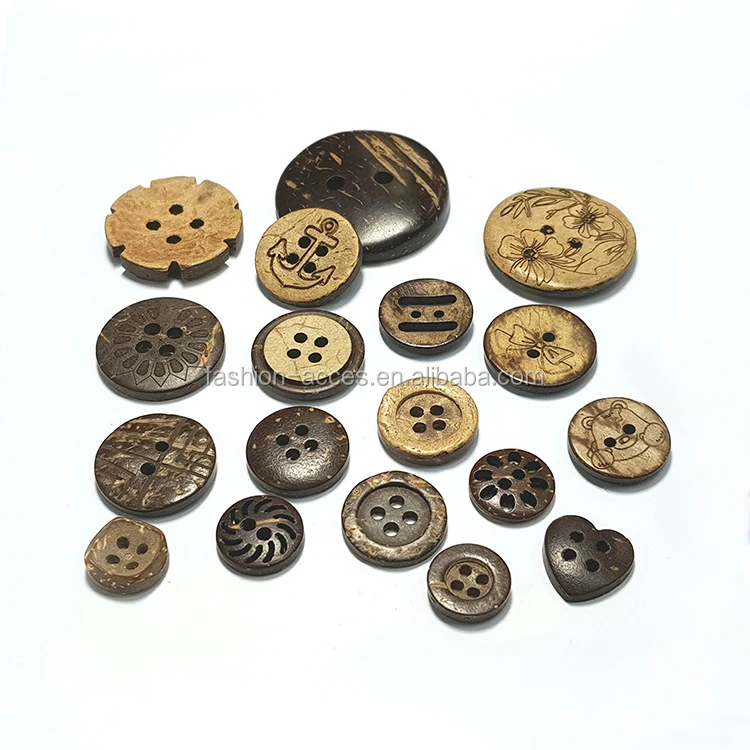 OEM Natural Style 4 holes Coconut Buttons for Garment Decoration Materials