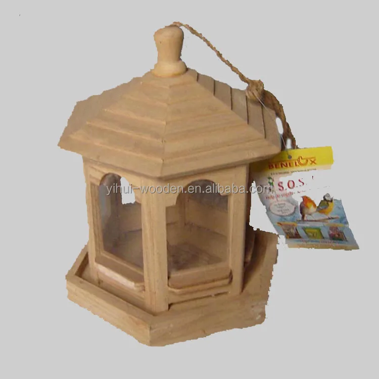 Eco-friendly Unfinished Small Wood Crafts Wooden Decorated Bird House