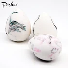 Non latex egg shape makeup blender white marble private label beauty sponge