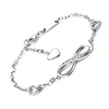 925 sterling Silver Infinity Endless Love Symbol Charm Adjustable Bracelet