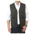 Multi Pocket Cotton Outdoor Men Fishing Camera Photography Vest Jacket
