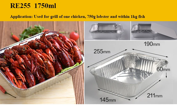 Aluminium foil chicken grill lunch box alumunium food packaging container