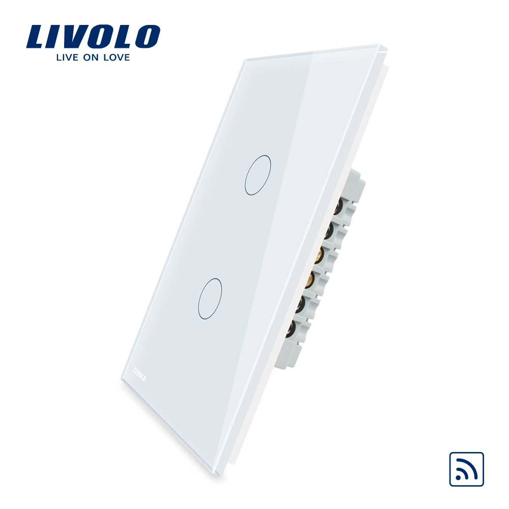 Free Shipping Livolo US Power Wall Touch Remote Control Double Light Switch 110~220V with LED indicator VL-C502R-11