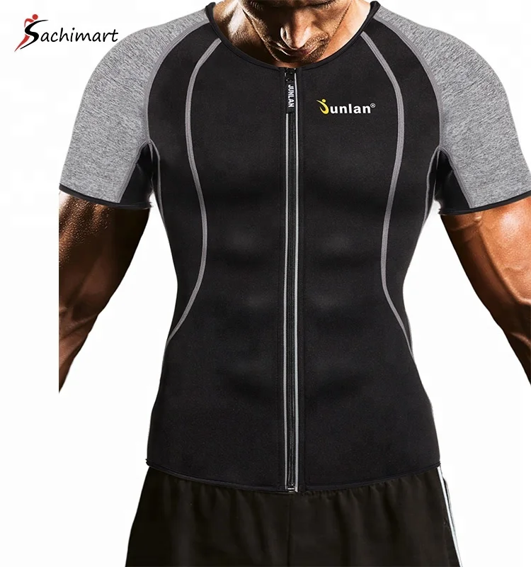 

Sachimart Workout Men Body Slimming Shaper Fitness Equipment Clothing With Short Sleeve Top Training Neoprene Heated Sauna Suit, Black