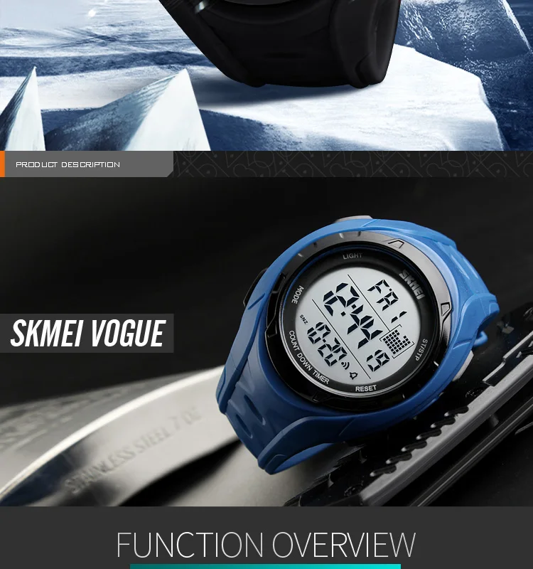 Skmei fashion chronograph large display lcd american sports digital watches