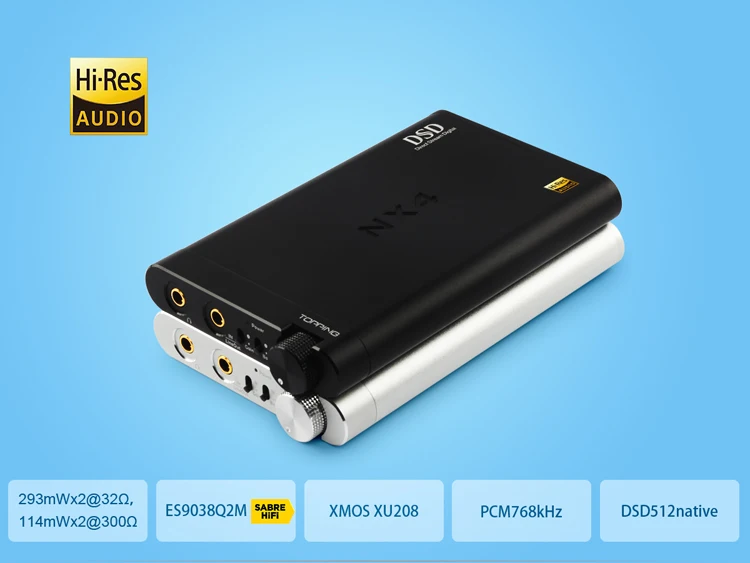 Native Compatible with 32bit/768kHz DOP PassioneCollections@ NX4-DSD Portable DAC Headphone Amplifier for Multiple of Digital Devices Sliver and DSD512 DSD256 Compatible with iOS and Android