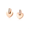 Delicate Minimal Heart Stud Earrings Rose Gold Crystal Wedding Heart Earrings