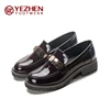 Ladies fashion painting PU metal decorations oxford heel shoes, women wide flat bottom loafers