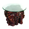 Elephant carved coffee table with glass top manufacturer G068M