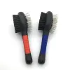 Low Price Double sided Plastic Top Pet Dog Cats Wire Grooming Cleaning Brush Comb For Animals With Anti Slip Rubber Handle