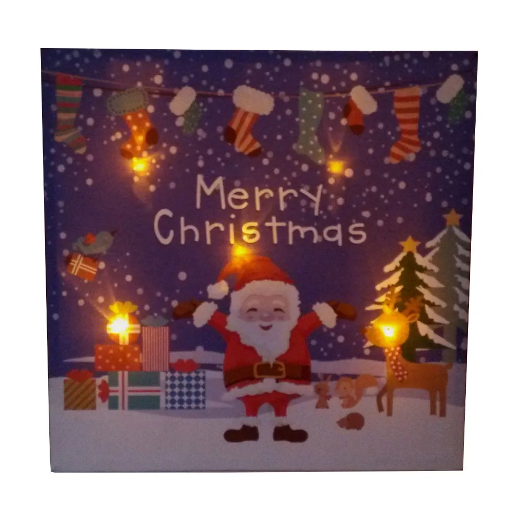 christmas painting on canvas with led lights