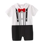 LTY1854 Newborn Clothing Baby Fashion 100% Cotton Baby Boy Romper Navy Strap Infant Jumpsuit