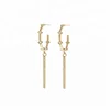 Beautiful handmade hoop jewelry gold cubic zirconia drop bar girls earrings