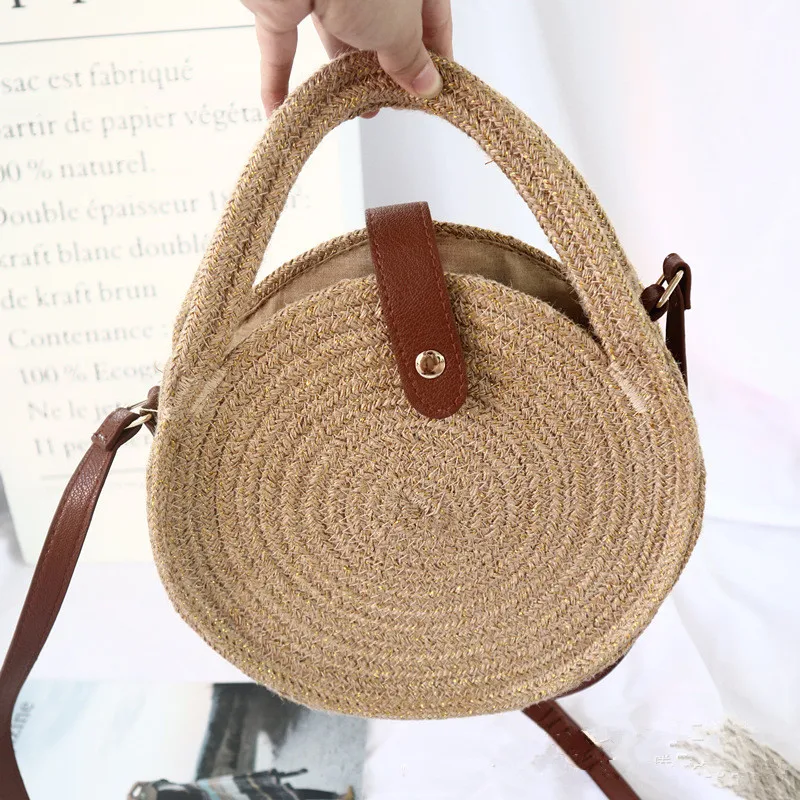 Summer beach round paper straw bag custom logo tote circle straw bags with PU handle, Natural
Summer beach round paper straw bag custom logo tote circle straw bags with PU handle, Natural