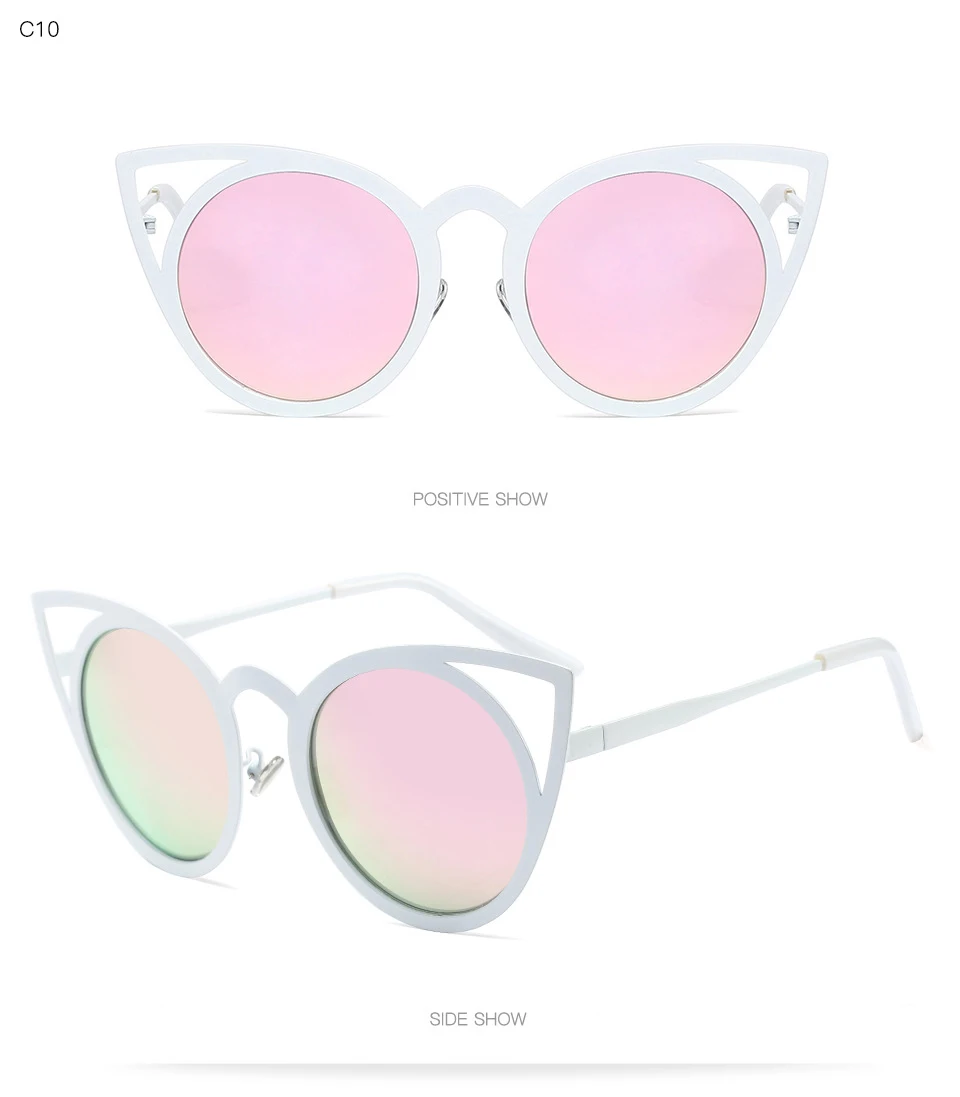SHINELOT M212 New Fashion Women Retro Metal Cat Eye Sunglasses Cheap Vintage Sun Glasses Shades