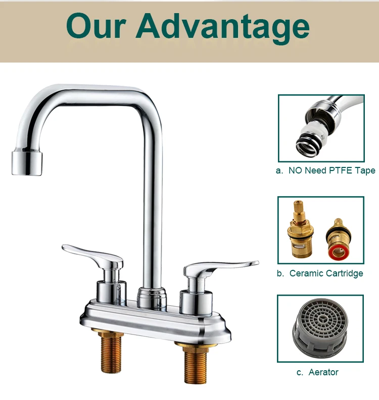 Deck-mounted brushed brass basin faucet kitchen sink tap