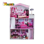 New arrival children large wooden dolls house furniture sets with elevator W06A355C