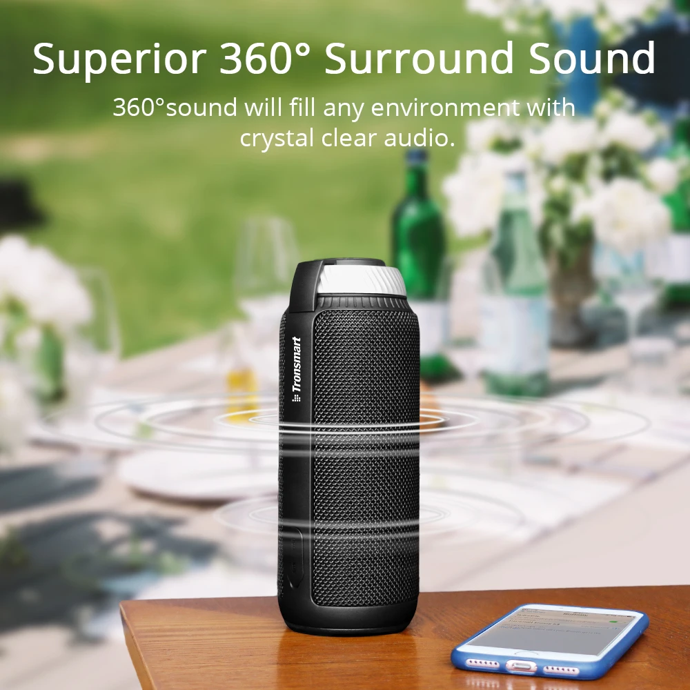 In Stock Tronsmart Element T6 25W Portable BT Speaker with Built-in Microphone Enhanced Bass - ANKUX.COM