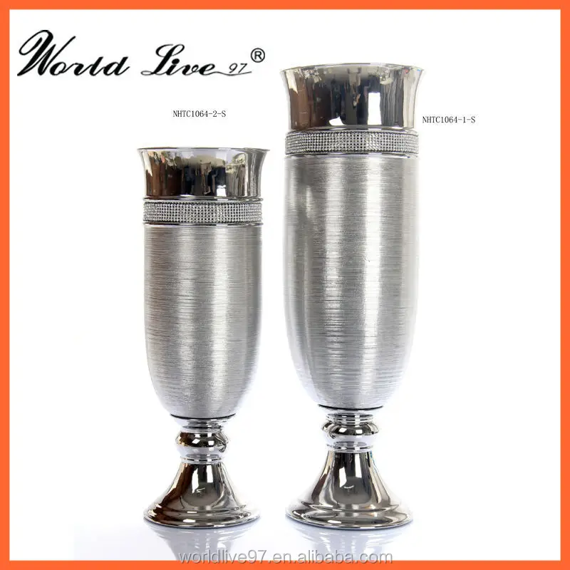 Высокий роскошный современный тип царапинам Серебряный испанской керамической вазы напольная ваза