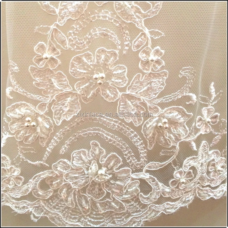 High Quality Hand Embroidery Designs Bridal Beaded Lace For Wedding