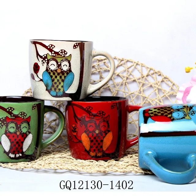 new design handpainted stoneware coffee mugs owl pattern mug