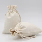 Pack of 100 6 x 9 Inches Natural Color Double Drawstring Cotton Canvas Muslin Bag
