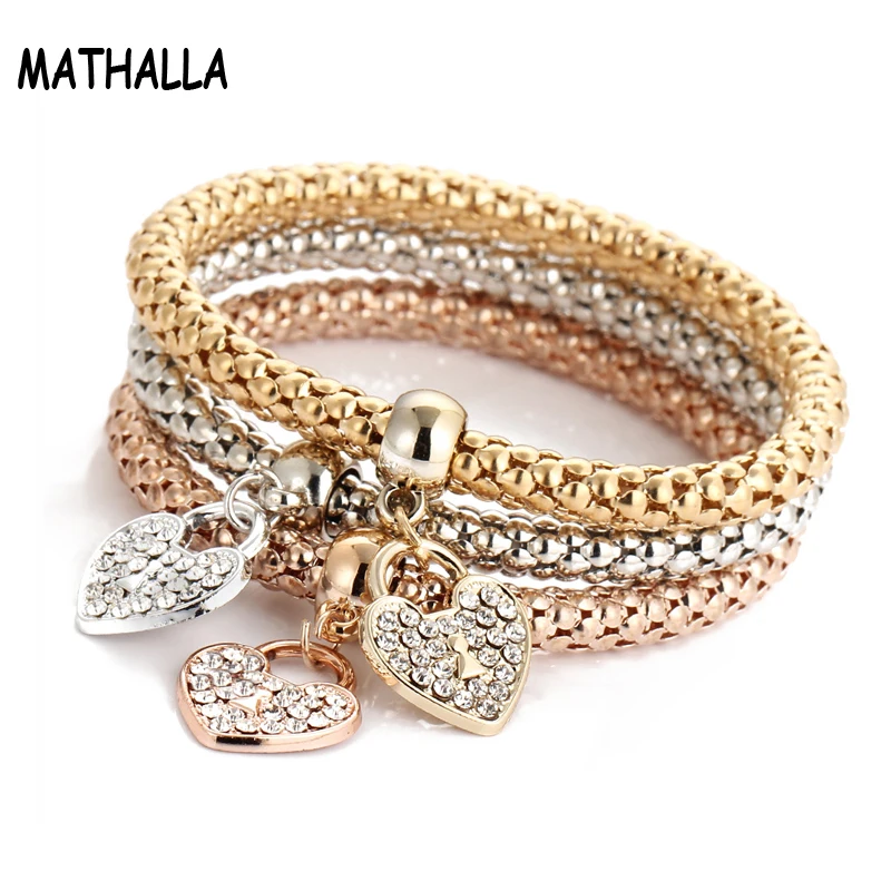 3pcs/set Flat Crystal Heart Charm Popcorn Chain Bracelet Simple Crystal Bracelet Jewelry Set, Colors
3pcs/set Flat Crystal Heart Charm Popcorn Chain Bracelet Simple Crystal Bracelet Jewelry Set, Colors