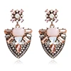 KM new products 2018 women brands retro antique silver geometric earrings luxury full diamond vintage dangle statement earrings